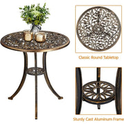 3-Piece Outdoor Bistro Set w/Leaf Design, Rust-Resistant Cast Aluminium Table and Chairs for Balcony Backyard Garden Sets