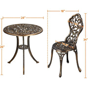 3-Piece Outdoor Bistro Set w/Leaf Design, Rust-Resistant Cast Aluminium Table and Chairs for Balcony Backyard Garden Sets